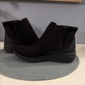 Ryka Black Suede Wedge Ankle Booties